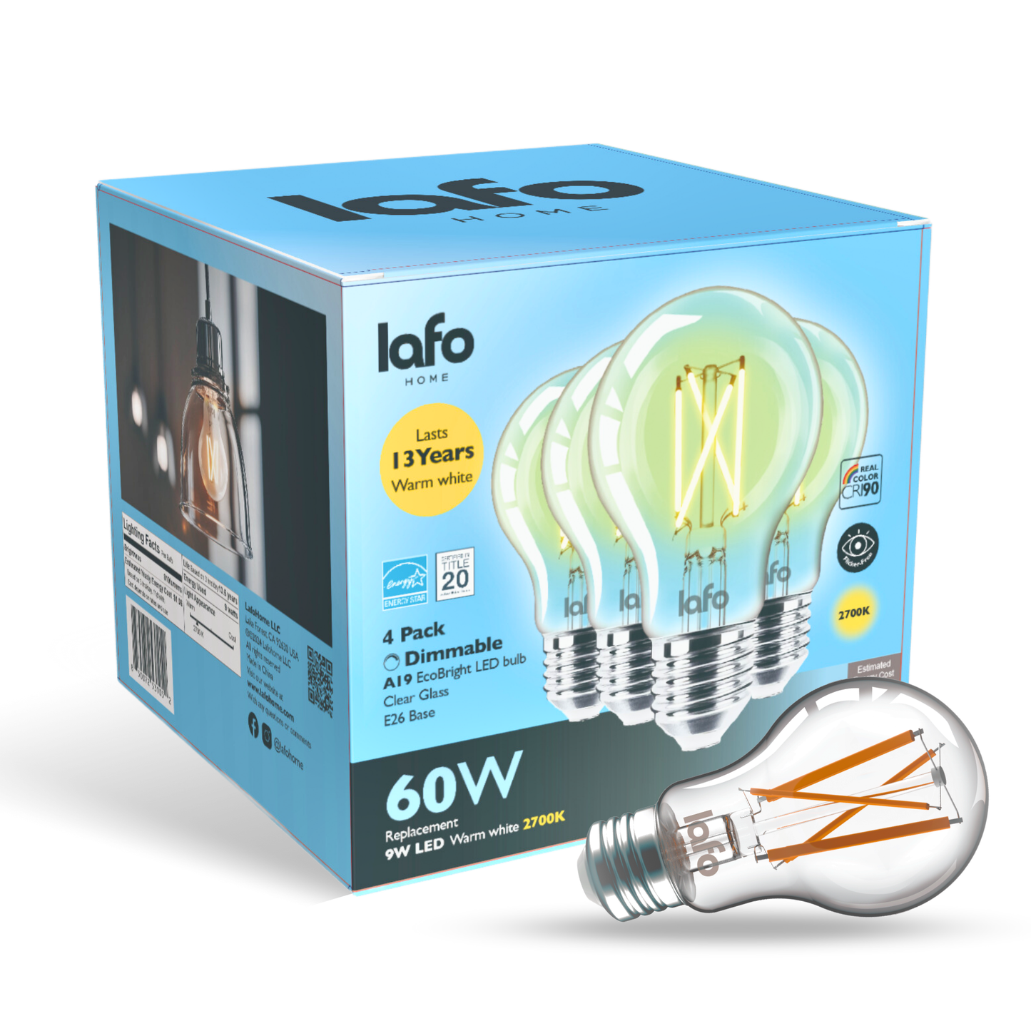 A19-E26 EcoBright™ bulb-60W 2700K/5000K (4/8/12 Pack)