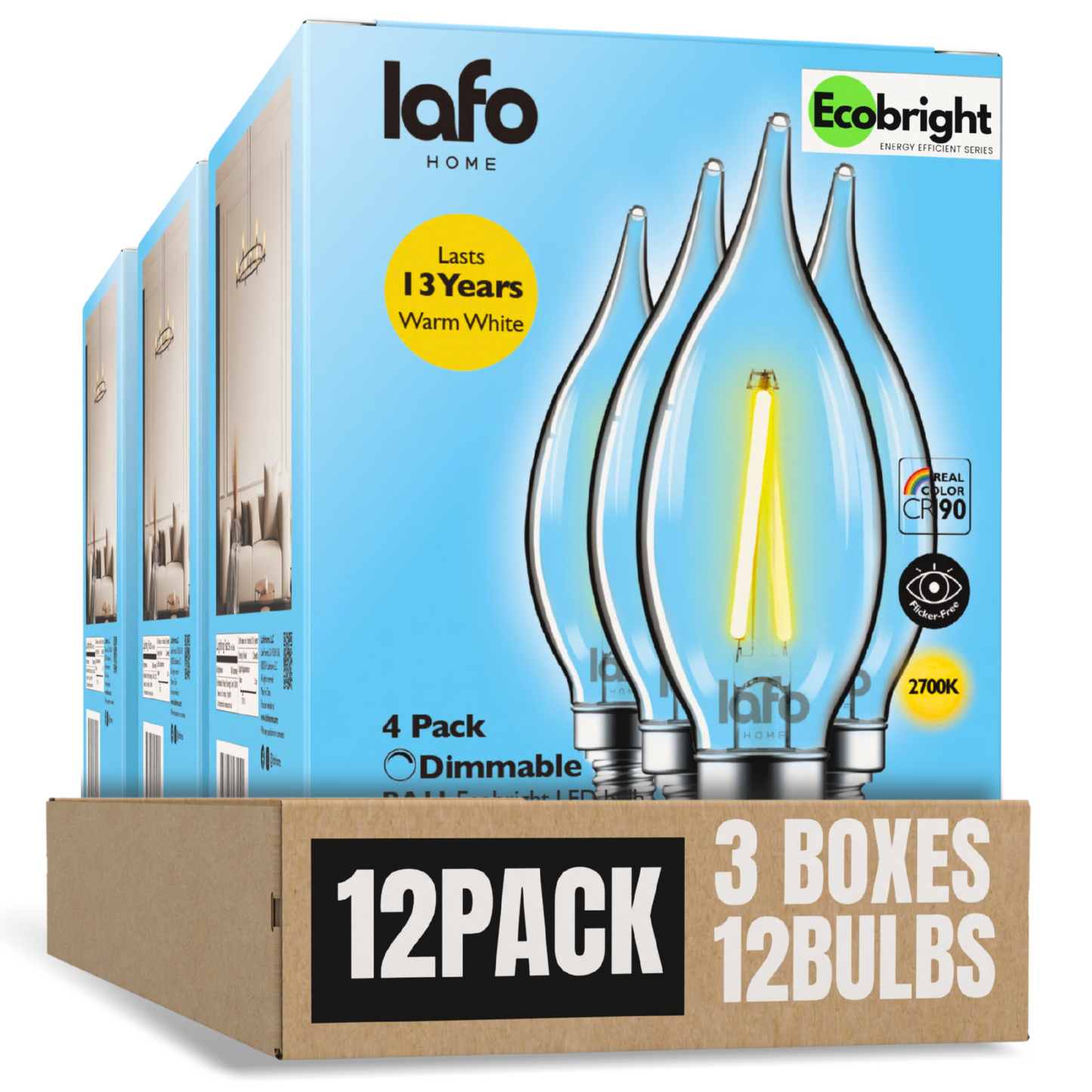 BA11 -E12 EcoBright™ candle 40W 2700K (4/8/12 Pack)