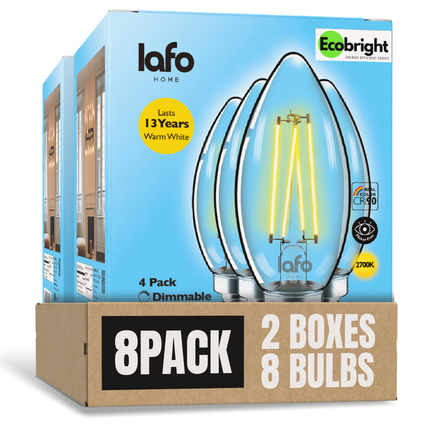 B11-E12 EcoBright™ candle-60W 2700K (4/8/12 pack)