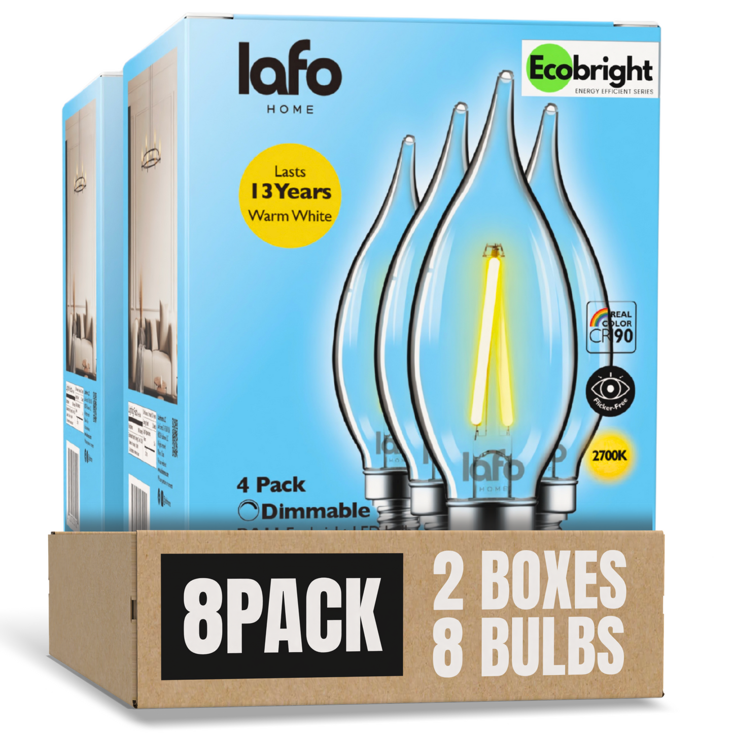 BA11 -E12 EcoBright™ candle 40W 2700K (4/8/12 Pack)