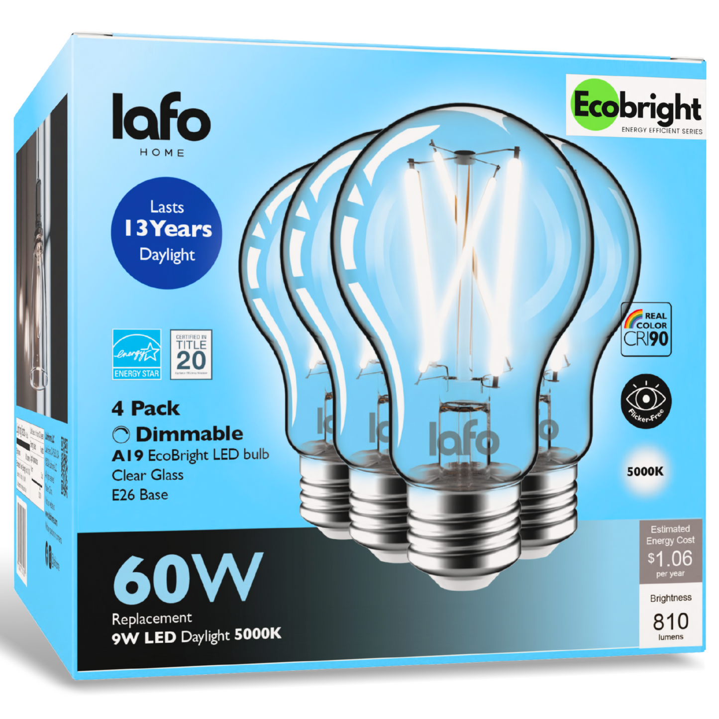 A19-E26 EcoBright™ bulb-60W 2700K/5000K (4/8/12 Pack)