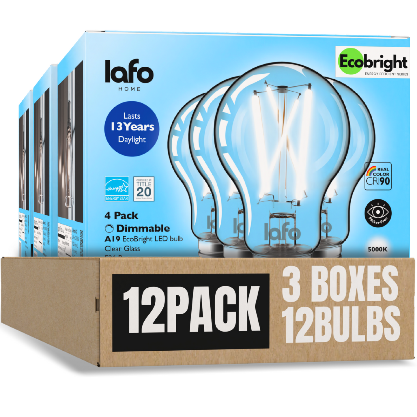 A19-E26 EcoBright™ bulb-60W 2700K/5000K (4/8/12 Pack)
