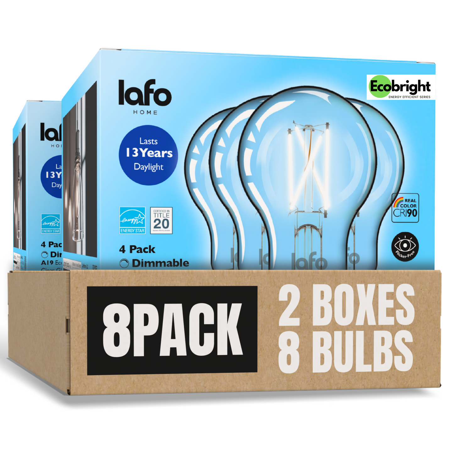 A19-E26 EcoBright bulb-40W 2700K/5000K (4/8/12 Pack)