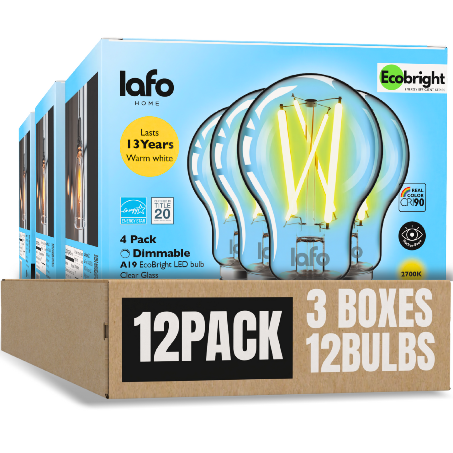 A19-E26 EcoBright™ bulb-60W 2700K/5000K (4/8/12 Pack)