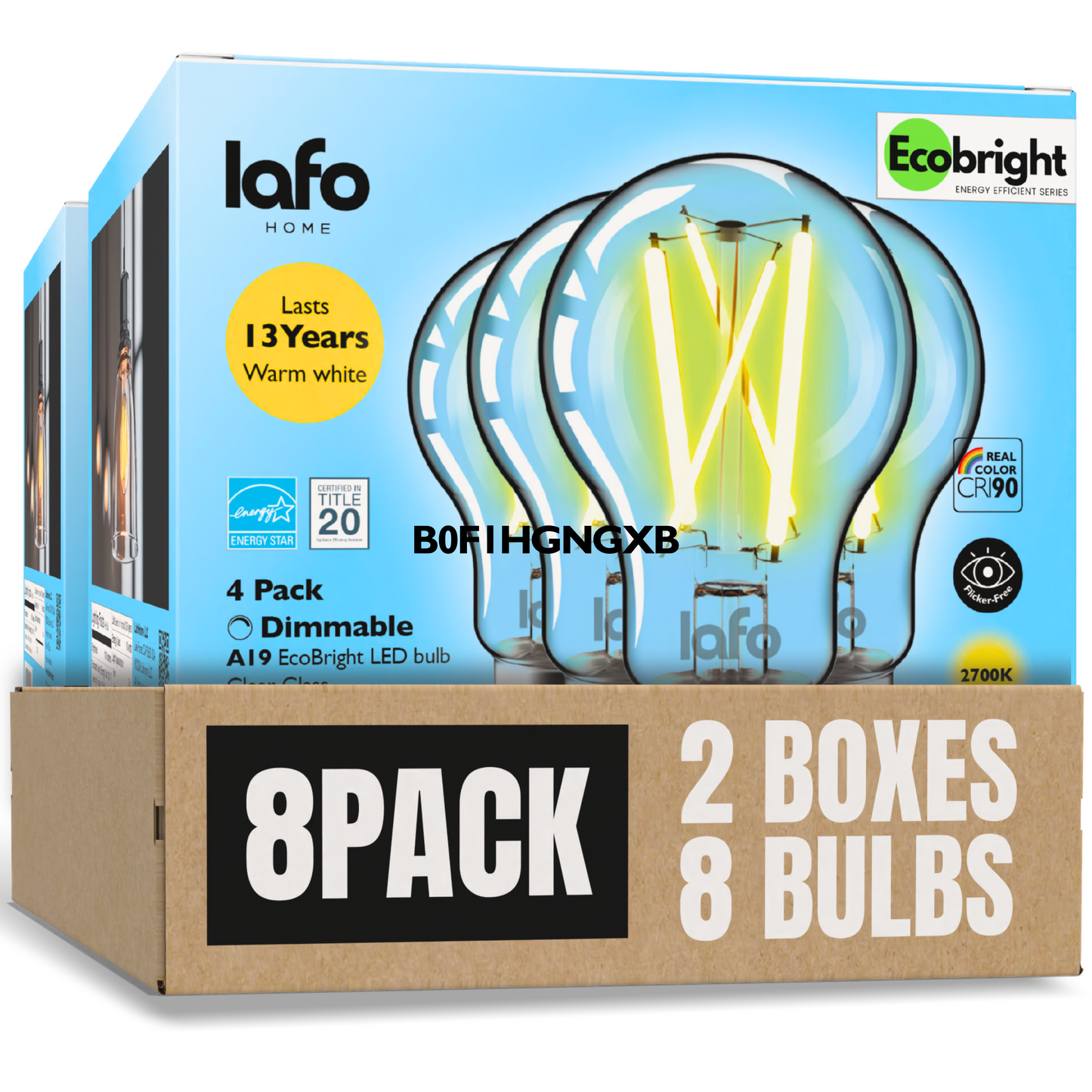 A19-E26 EcoBright™ Bulb-100W 2700K/5000K (4/8/12 Pack)