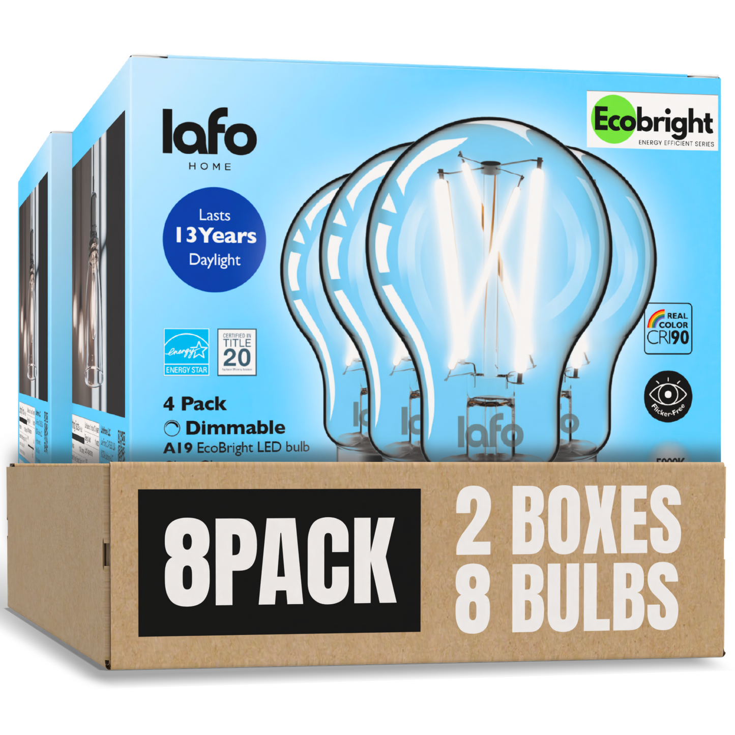 A19-E26 EcoBright™ Bulb-100W 2700K/5000K (4/8/12 Pack)