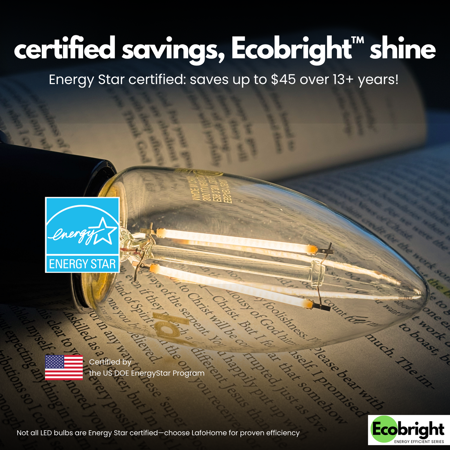 B11-E12 EcoBright™ candle-60W 2700K (4/8/12 pack)