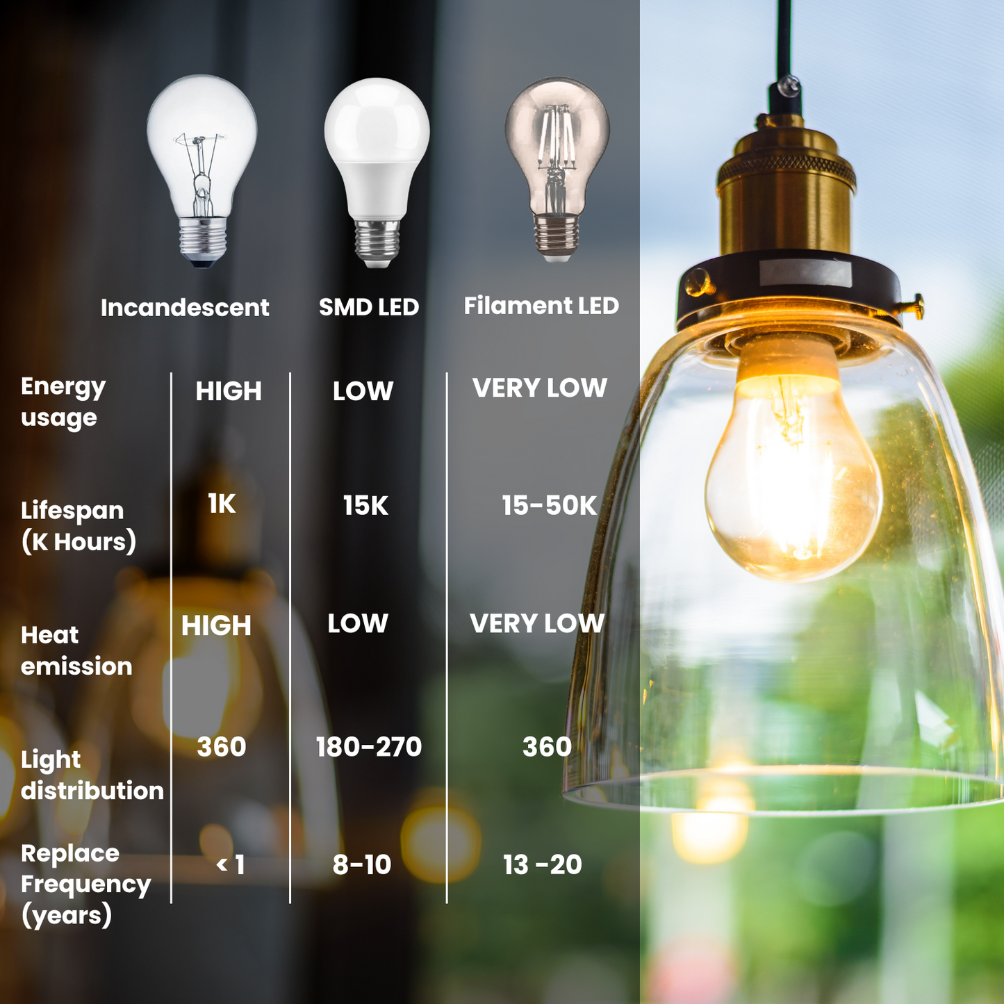 A19-E26 EcoBright™ Bulb-100W 2700K/5000K (4/8/12 Pack)