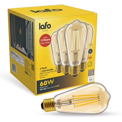 ST19-E26 TimlessGlow amber edison 60W 2500K(4/8/12 Pack)