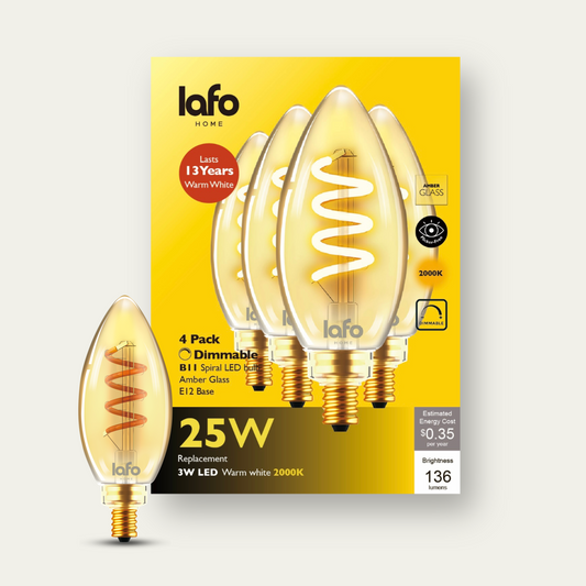 B11-E12 TimelessGlow amber candle 25W 2000K (4/8/12 Pack)