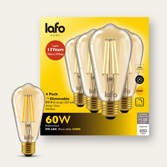 ST19-E26 TimlessGlow amber edison 60W 2500K(4/8/12 Pack)