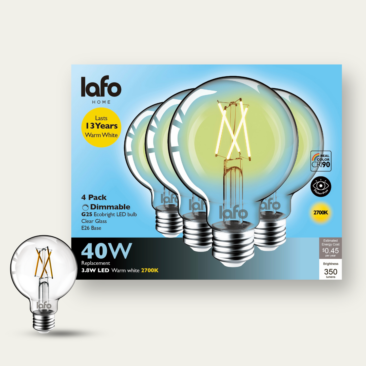 G25-E26 EcoBright™ Globe bulb - 40W 2700K (4/8/12 Pack)