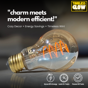 LafoHome TimelessGlow A19 LED Filament Bulbs — 2000K Amber, Dimmable (E26 Base)