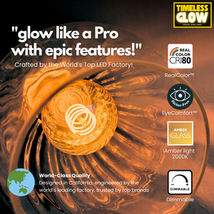LafoHome TimelessGlow A19 LED Filament Bulbs — 2000K Amber, Dimmable (E26 Base)