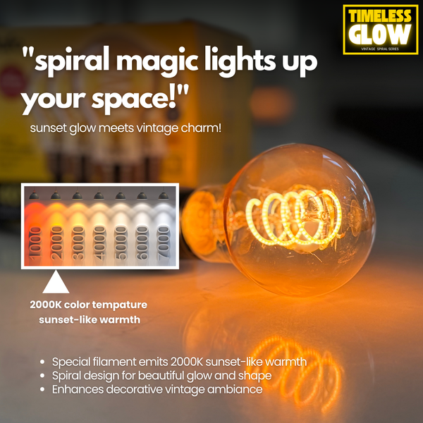 LafoHome TimelessGlow A19 LED Filament Bulbs — 2000K Amber, Dimmable (E26 Base)