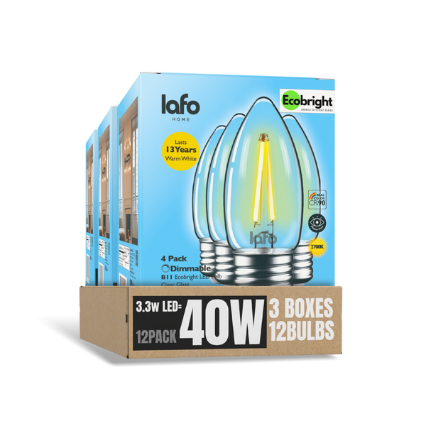 B11-E26 EcoBright™ candle-40W 2700K(4/8/12 pack)