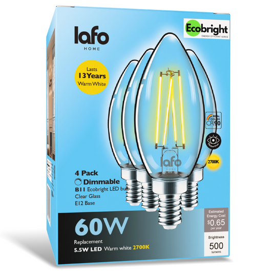 B11-E12 EcoBright™ candle-60W 2700K (4/8/12 pack)