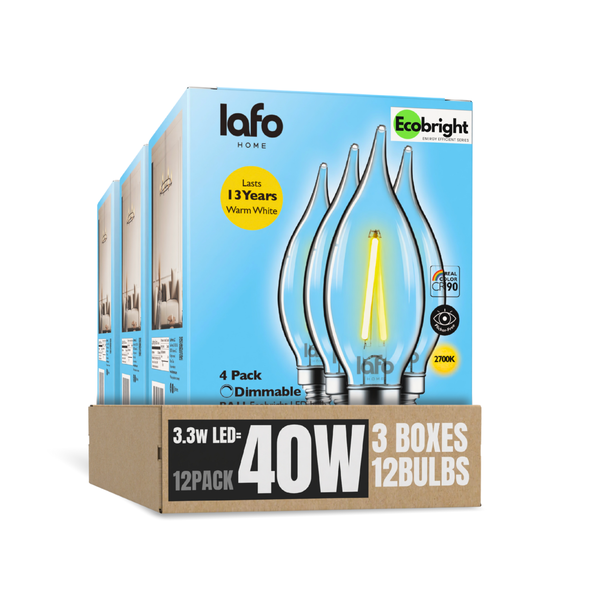 BA11 -E12 EcoBright™ candle 40W 2700K (4/8/12 Pack)