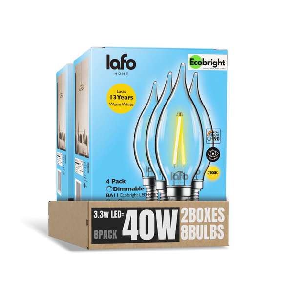 BA11 -E12 EcoBright™ candle 40W 2700K (4/8/12 Pack)