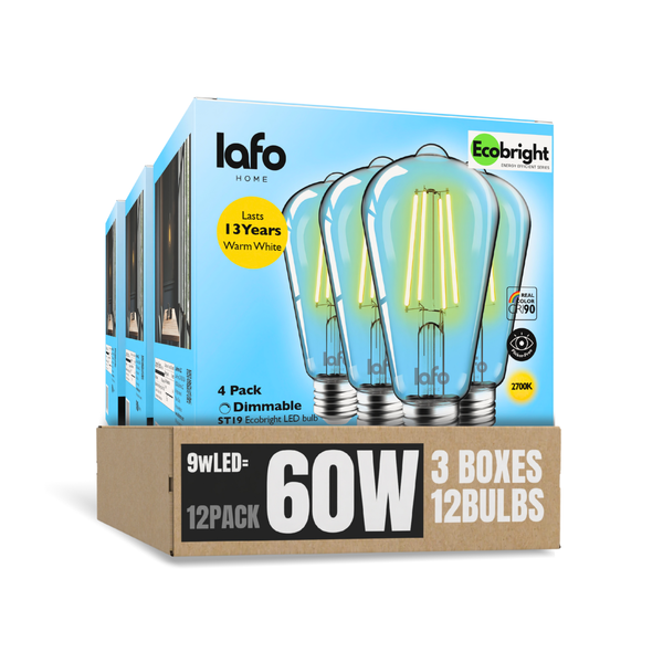 ST19-E26 EcoBright™ Edison bulb -60W 2700K/5000K (4/8/12 Pack)