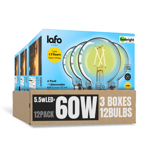 G25-E26 EcoBright™ Globe bulb -60W 2700K (4/8/12 Pack)