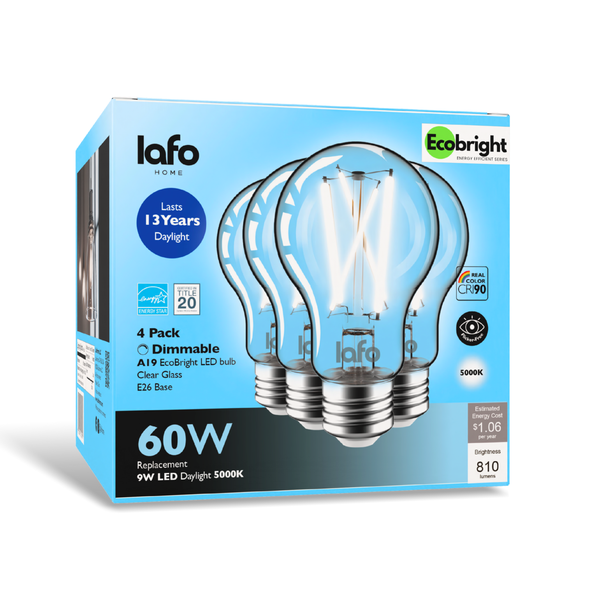 A19-E26 EcoBright™ bulb-60W 2700K/5000K (4/8/12 Pack)