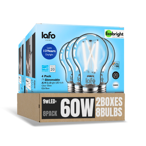 A19-E26 EcoBright™ bulb-60W 2700K/5000K (4/8/12 Pack)
