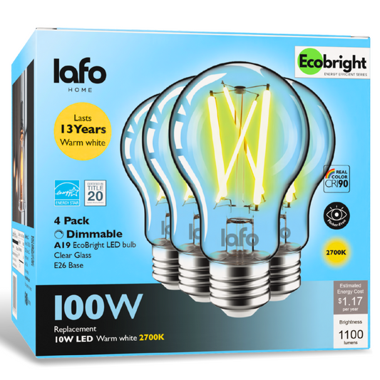 A19-E26 EcoBright™ Bulb-100W 2700K/5000K (4/8/12 Pack)