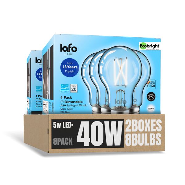 A19-E26 EcoBright bulb-40W 2700K/5000K  (4/8/12 Pack)
