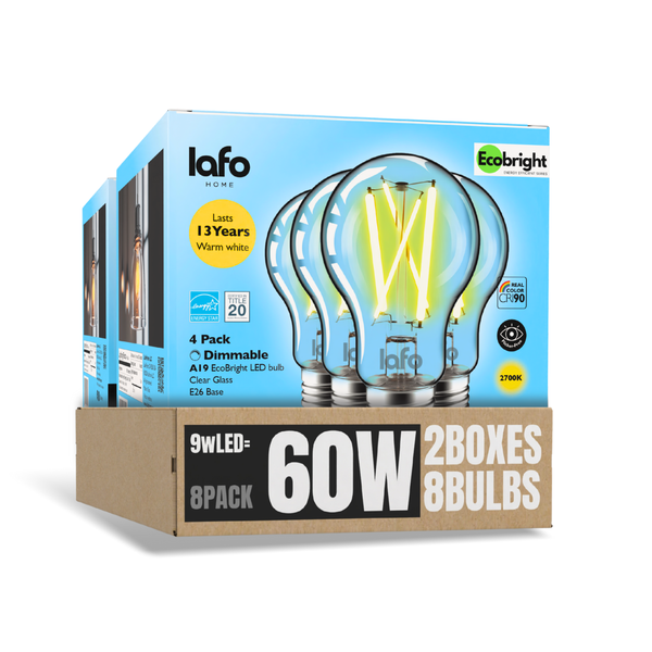 A19-E26 EcoBright™ bulb-60W 2700K/5000K (4/8/12 Pack)