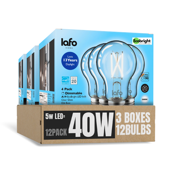 A19-E26 EcoBright bulb-40W 2700K/5000K  (4/8/12 Pack)