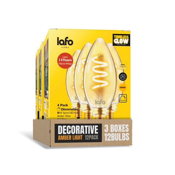B11-E12 TimelessGlow amber candle 25W 2000K (4/8/12 Pack)