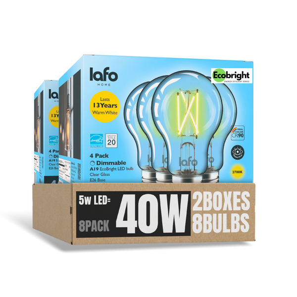 A19-E26 EcoBright bulb-40W 2700K/5000K  (4/8/12 Pack)