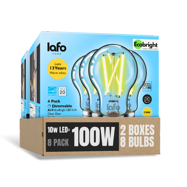 A19-E26 EcoBright™ Bulb-100W 2700K/5000K (4/8/12 Pack)