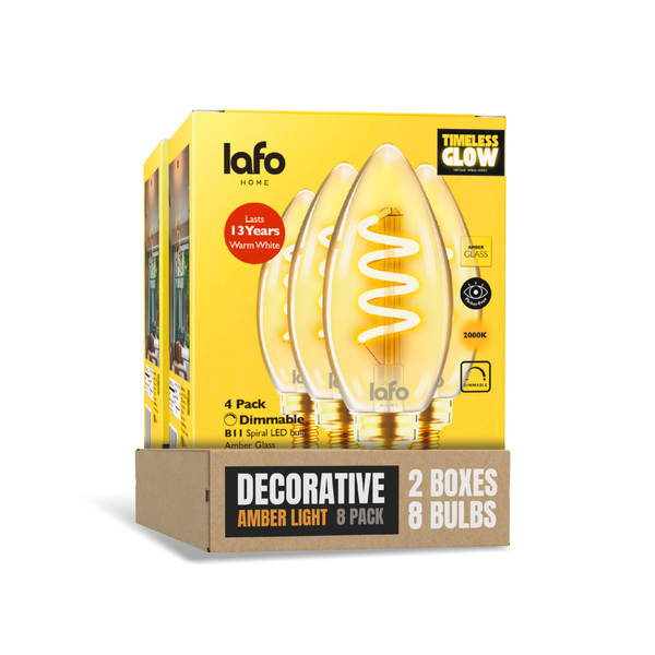 B11-E12 TimelessGlow amber candle 25W 2000K (4/8/12 Pack)