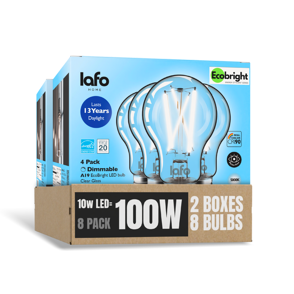 A19-E26 EcoBright™ Bulb-100W 2700K/5000K (4/8/12 Pack)