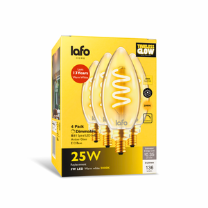 B11-E12 TimelessGlow amber candle 25W 2000K (4/8/12 Pack)