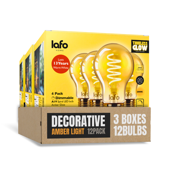 A19-E26 TimelessGlow amber bulb 40W 2000K(4/8/12 Pack)