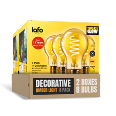 TimelessGlow A19 LED Amber Bulb, 2000K, Dimmable E26, 40W Eq
