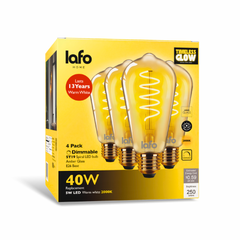 TimelessGlow ST19 LED Edison Bulb, 2000K Amber, Dimmable E26, 40W Equivalent