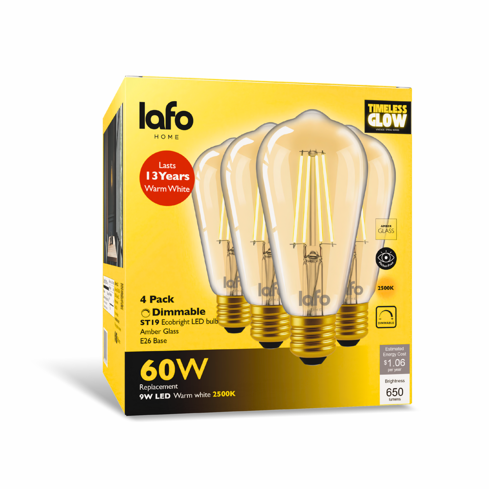 ST19-E26 TimlessGlow amber edison 60W 2500K(4/8/12 Pack)