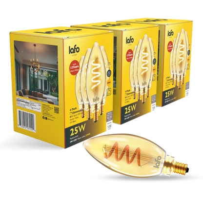 B11-E12 TimelessGlow amber candle 25W 2000K (4/8/12 Pack)