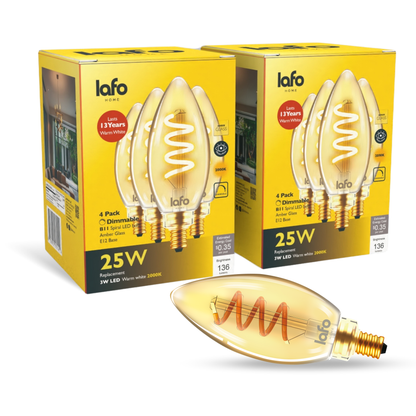 B11-E12 TimelessGlow amber candle 25W 2000K (4/8/12 Pack)