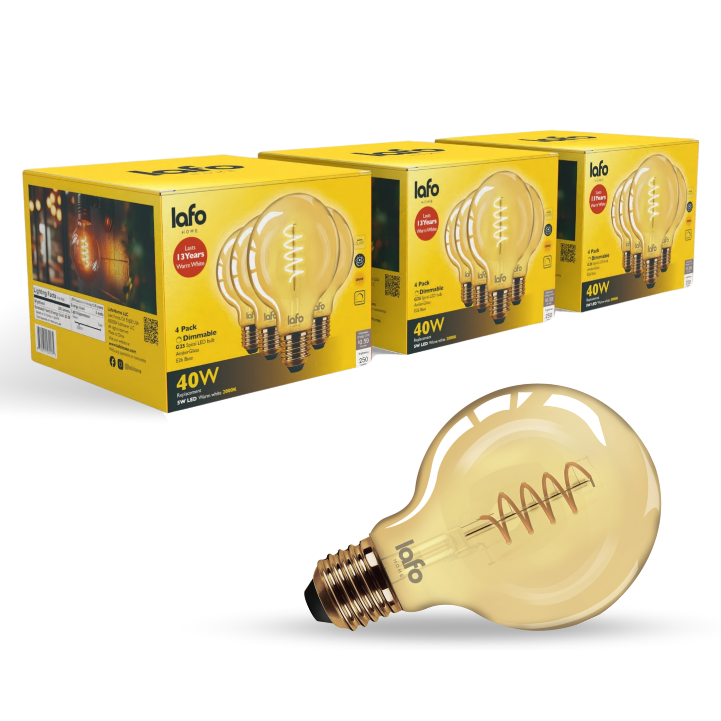 G25-E26 TimellessGlow amebr globe 40W 2000K (4/8/12 Pack)