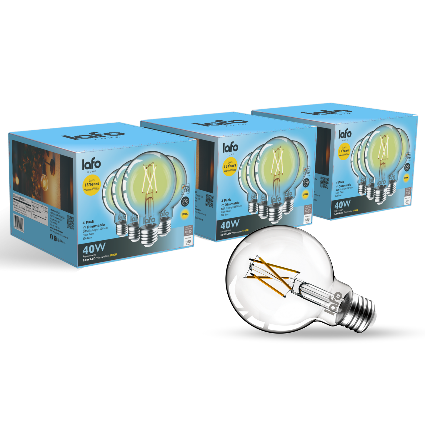 G25-E26 EcoBright™ Globe bulb - 40W 2700K (4/8/12 Pack)