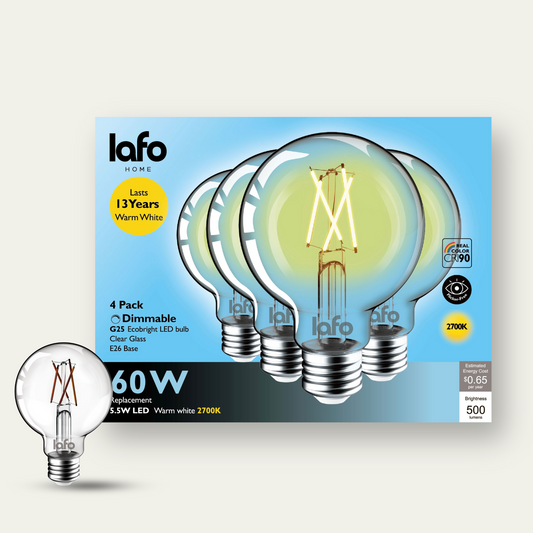 G25-E26 EcoBright™ Globe bulb -60W 2700K (4/8/12 Pack)