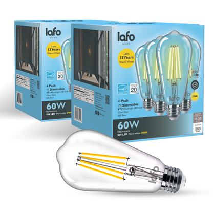 ST19-E26 EcoBright™ Edison bulb -60W 2700K/5000K (4/8/12 Pack)