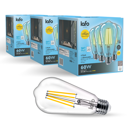 ST19-E26 EcoBright™ Edison bulb -60W 2700K/5000K (4/8/12 Pack)