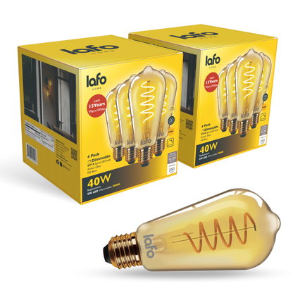 ST19-E26 TimelessGlow™ amber edison 40W 2000K (4/8/12 Pack)
